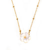Wholesale Women's Elegant Titanium Steel Necklace With Peach Blossom Flower And Geometric Pattern 18K Gold Plated Clip Bead Chain