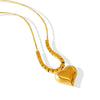 Wholesale Women's Elegant Titanium Steel Snake Bone Chain Necklace With Peach Heart Pendant And Geometric Design