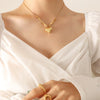 Wholesale Women's Elegant Titanium Steel Snake Bone Chain Necklace With Peach Heart Pendant And Geometric Design