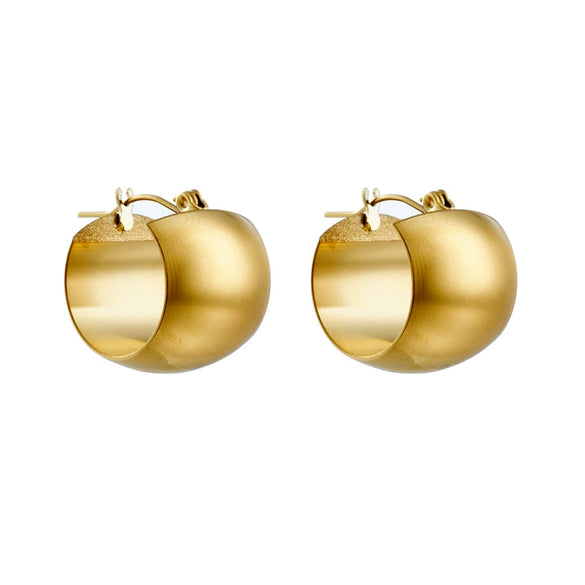 Wholesale Women's Elegant Unique Earrings With Golden Ball Ear Buckle Titanium Steel Material Geometric Pattern 18K Gold Plated