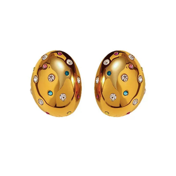 Wholesale Women's Elegant Ushaped Stainless Steel 18K Gold Plated Microinlaid Retro Twist Snail Shell Earrings