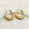 Wholesale Women's Elegant Wheat Ear Hoop Earrings Stainless Steel 18K Goldplated Geometric Ushaped Plants And Flowers Style