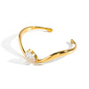 Wholesale Women's Elegant White Zircon Wave Open Bracelet In 18K Gold Plated Stainless Steel With Modern Geometric Style