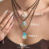 Wholesale Women's Enamel Floral Pearl Shell Pendant Necklace With Leather Cord Clavicle Chain Set Geometric Stainless Steel Electroplated Light Luxury Jewelry