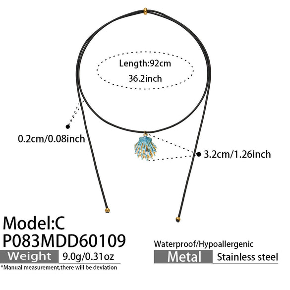 Wholesale Women's Enamel Floral Pearl Shell Pendant Necklace With Leather Cord Clavicle Chain Set Geometric Stainless Steel Electroplated Light Luxury Jewelry