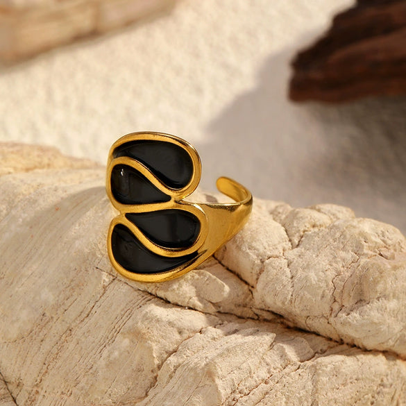 Wholesale Women's Enamel Geometric Stainless Steel Open Ring