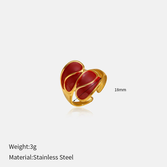 Wholesale Women's Enamel Geometric Stainless Steel Open Ring
