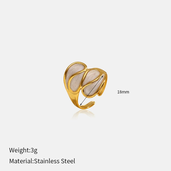 Wholesale Women's Enamel Geometric Stainless Steel Open Ring