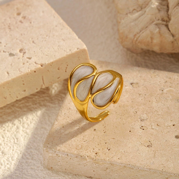 Wholesale Women's Enamel Geometric Stainless Steel Open Ring