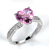 Wholesale Women's Engagement Ring Alloy Heartshaped Inlaid Pink Diamond Zircon Geometric Electroplated