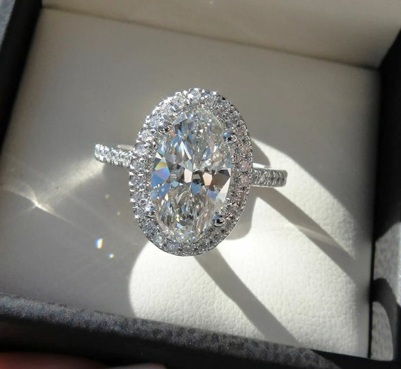 Wholesale Women's Engagement Ring Copper Inlaid Oval Eggshaped Zircon Geometric Style