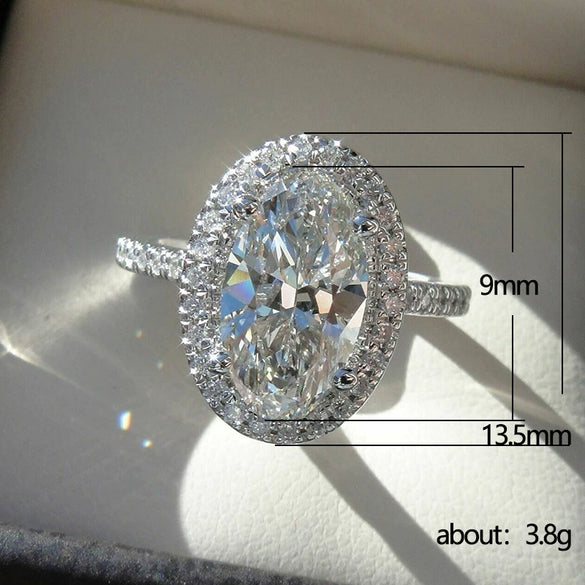 Wholesale Women's Engagement Ring Copper Inlaid Oval Eggshaped Zircon Geometric Style