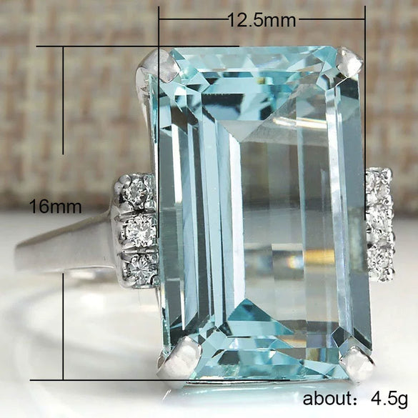 Wholesale Women's Engagement Ring Copper Plated Platinum Imitation Topaz Zircon Geometric Style Jewelry