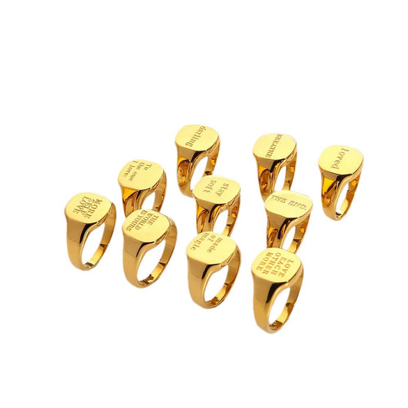 Wholesale Women's English Letter Geometric Stainless Steel Electroplated Ring Jewelry