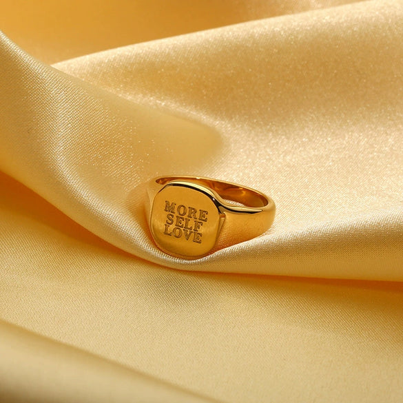 Wholesale Women's English Letter Geometric Stainless Steel Electroplated Ring Jewelry