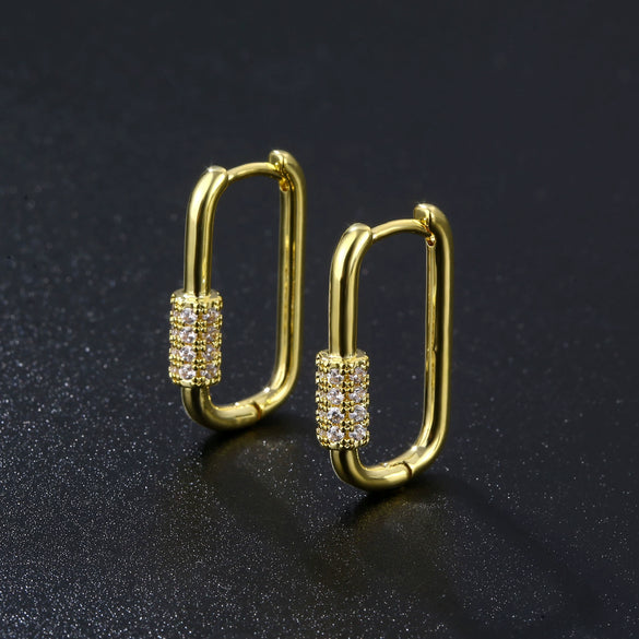 Wholesale Women's Environmental Protection Copper Ushaped Geometric Earrings With Electroplating