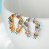 Wholesale Women's Exaggerated Creative Fashion Copper Color Zircon Earrings With Platinum Plating And Pearshaped Design