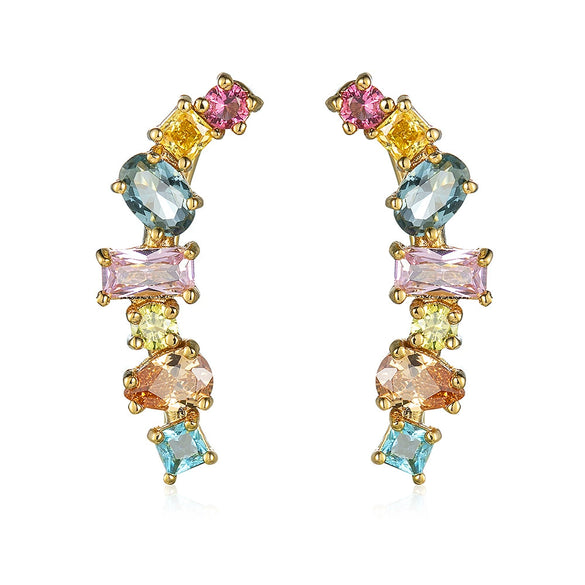 Wholesale Women's Exaggerated Creative Fashion Copper Color Zircon Earrings With Platinum Plating And Pearshaped Design