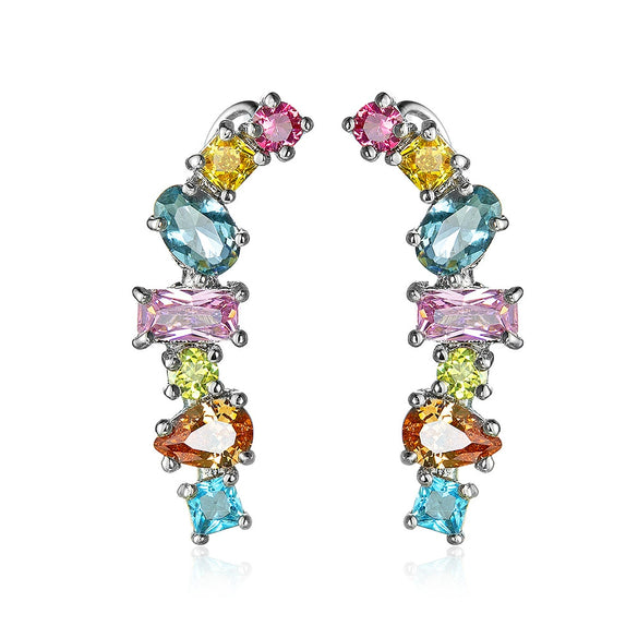 Wholesale Women's Exaggerated Creative Fashion Copper Color Zircon Earrings With Platinum Plating And Pearshaped Design