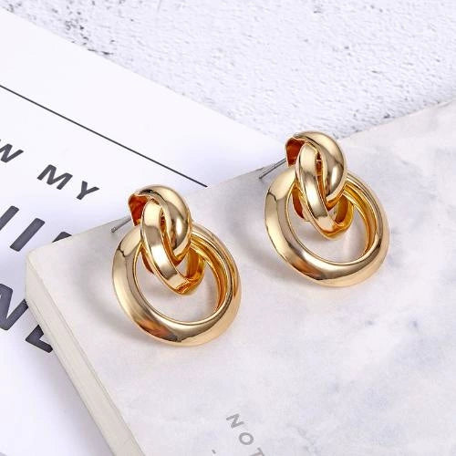 Wholesale Women's Exaggerated Creative Personality Fashion Alloy Inlaid Rhinestone Big Circle Geometric Electroplated Earrings