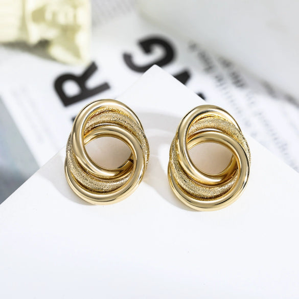 Wholesale Women's Exaggerated Creative Personality Fashion Alloy Inlaid Rhinestone Big Circle Geometric Electroplated Earrings