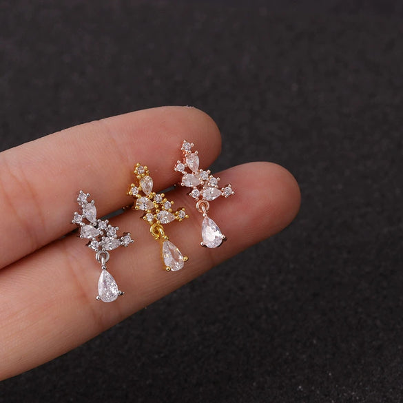 Wholesale Women's Exaggerated Crown Metal Inlaid Zircon Earrings