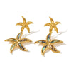 Wholesale Women's Exaggerated Double Starfish Design Stainless Steel Earrings With 18K Vacuum Plated In Furnace Marine Wind Jewelry