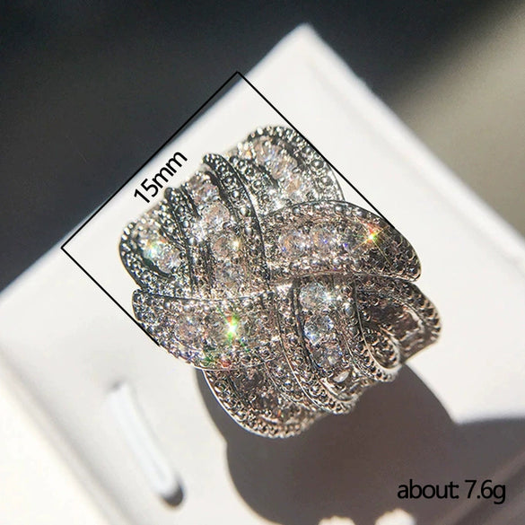 Wholesale Women's Exaggerated Engagement Ring Copper Sapphire Blue Zircon Geometric