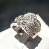 Wholesale Women's Exaggerated Engagement Ring Copper Sapphire Blue Zircon Geometric