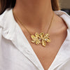 Wholesale Women's Exaggerated Flower Stainless Steel Electroplated Necklace