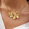Wholesale Women's Exaggerated Flower Stainless Steel Electroplated Necklace