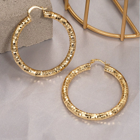 Wholesale Women's Exaggerated Geometric Copper Earrings With Electroplating Design
