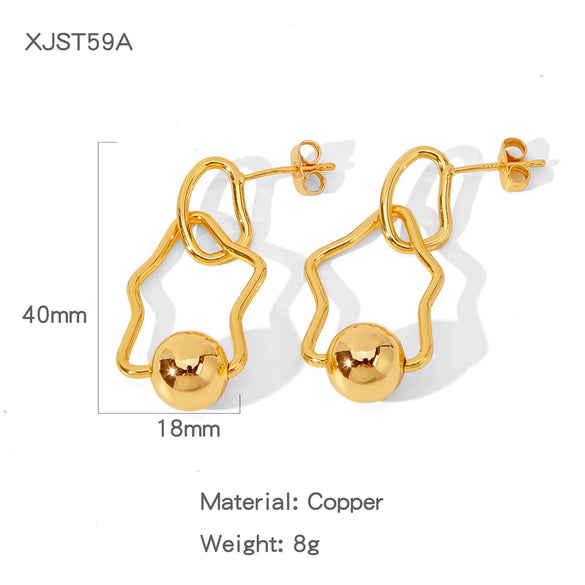 Wholesale Women's Exaggerated Geometric Copper Earrings With Electroplating Design