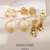 Wholesale Women's Exaggerated Geometric Copper Earrings With Electroplating Design