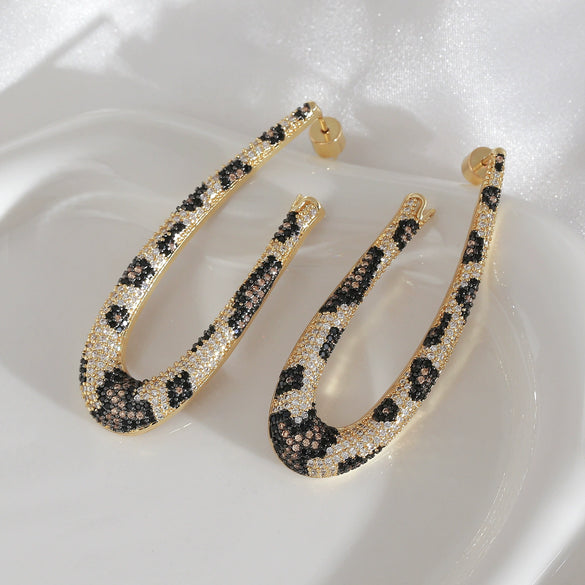 Wholesale Women's Exaggerated Geometric Copper Earrings With Snake Leopard Python Patterns Twocolor Electroplating