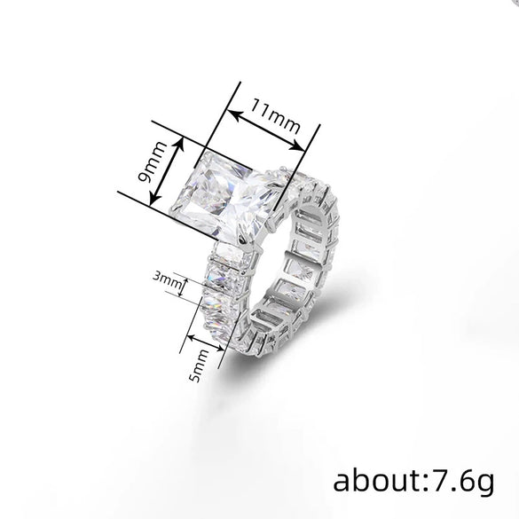 Wholesale Women's Exaggerated Geometric Copper Ring With Zirconia For Fashion Accessory