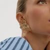 Wholesale Women's Exaggerated Geometric Fanshaped Stainless Steel Electroplated Hoop Earrings
