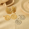 Wholesale Women's Exaggerated Geometric Fanshaped Stainless Steel Electroplated Hoop Earrings