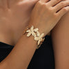 Wholesale Women's Exaggerated Geometric Floral Open Alloy Bracelet With Electroplating