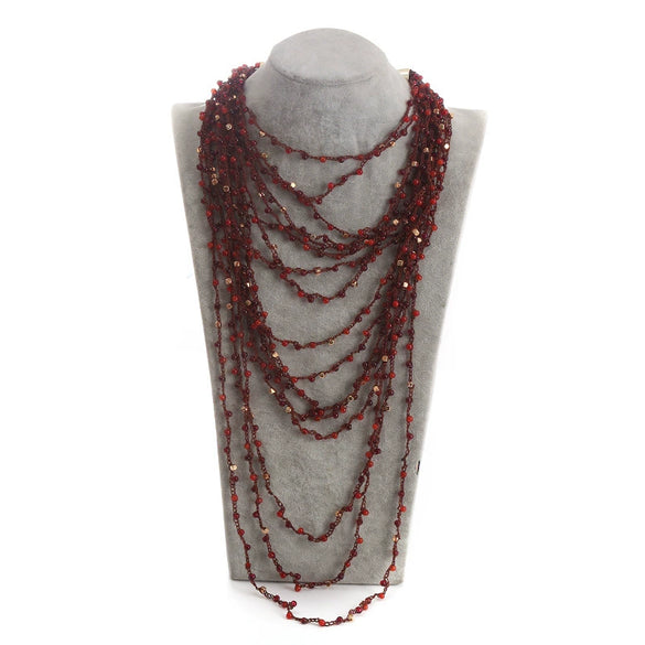 Wholesale Women's Exaggerated Geometric Handwoven Multilayer Beaded Necklace