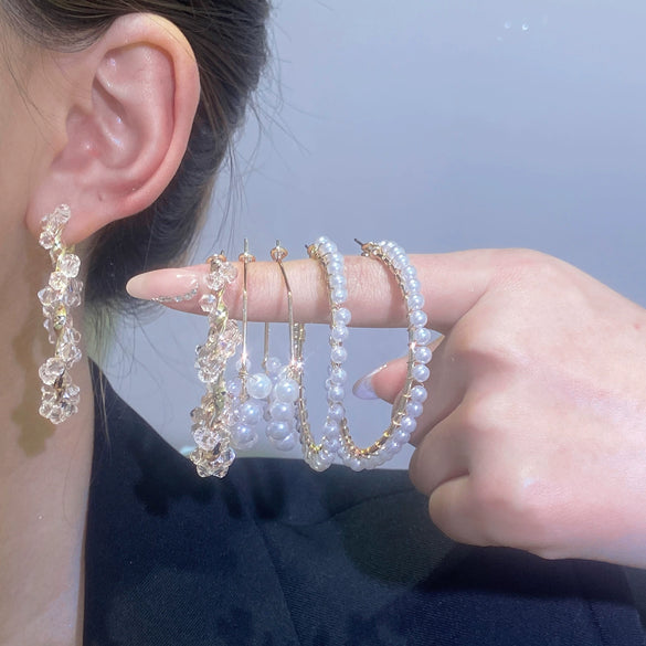 Wholesale Women's Exaggerated Geometric Metal Circle Earrings With Electroplating Design