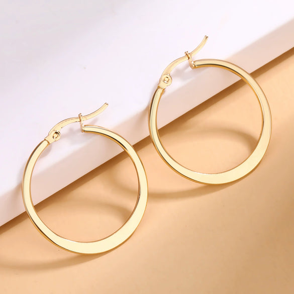 Wholesale Women's Exaggerated Geometric Metal Circle Earrings With Electroplating Design