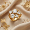 Wholesale Women's Exaggerated Geometric Ring With Multiple Diamonds Inlaid Electroplated