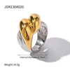 Wholesale Women's Exaggerated Geometric Stainless Steel Ring With 18K Gold Plated Electroplating