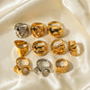 Wholesale Women's Exaggerated Geometric Stainless Steel Ring With 18K Gold Plated Electroplating