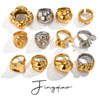 Wholesale Women's Exaggerated Geometric Stainless Steel Ring With 18K Gold Plated Electroplating