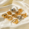 Wholesale Women's Exaggerated Geometric Stainless Steel Ring With 18K Gold Plated Electroplating