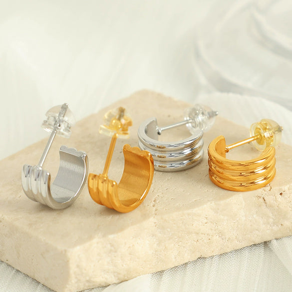 Wholesale Women's Exaggerated Geometric 316L Stainless Steel Earrings With Electroplating