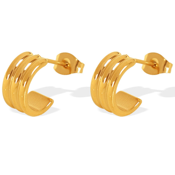 Wholesale Women's Exaggerated Geometric 316L Stainless Steel Earrings With Electroplating