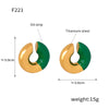 Wholesale Women's Exaggerated Geometric 316L Stainless Steel Gold Plated Ushaped Strip Enamel Oil Drop Earrings Jewelry